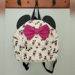 Disney‎ Minnie Mouse Small Kids Ear Backpack Purple Bow Off White